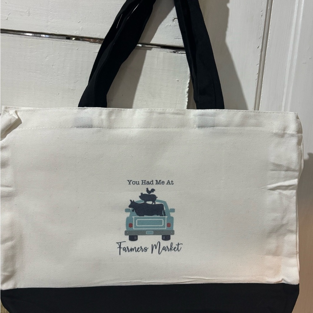Farmers Market Tote Bag with Black Handles